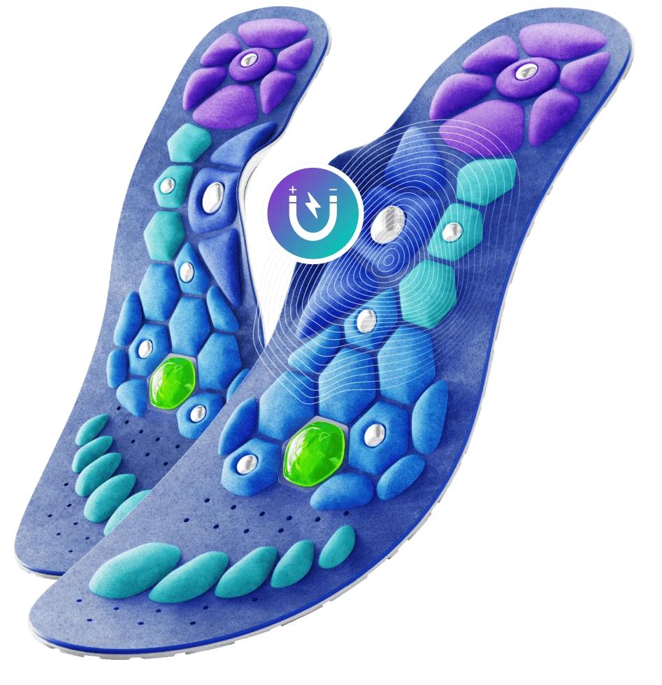 Un par de plantillas Akusoli, diseñadas para brindar comodidad y soporte al pie.